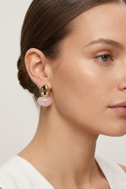 Geometric Metal Detail Acrylic Ball Earrings (3cm)