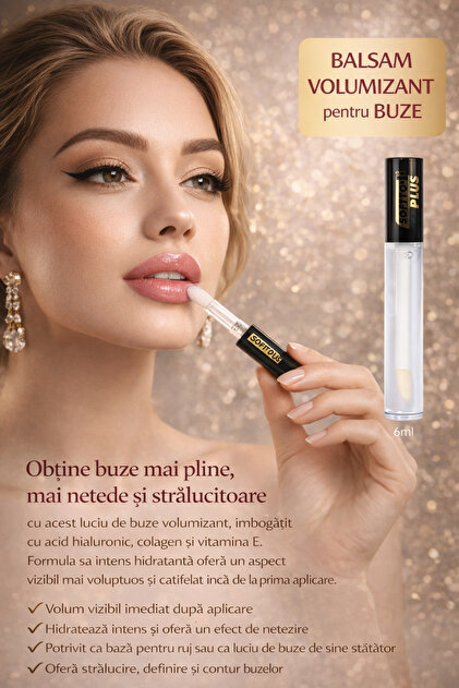 Lip Plumper volumizator cu acid hialuronic, colagen și vitamina E