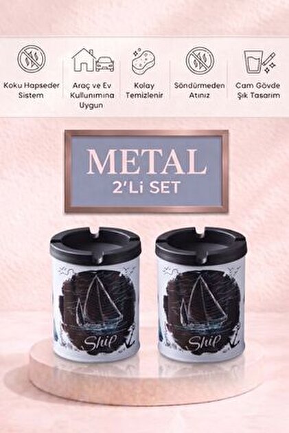 LE PARİS Metal 2 Adet Küllük Seti | Rüzgar Önleyici | Derin