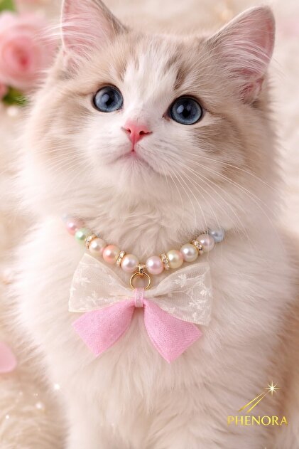 Stylish Design Cat Collar - Pink Cat Necklace with Bow Pattern