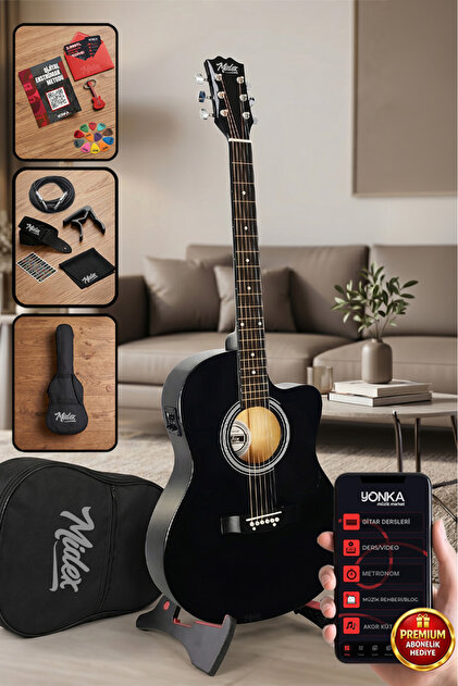 Midex Rg-560bk Pack Siyah Elektro Akustik Gitar Full Set