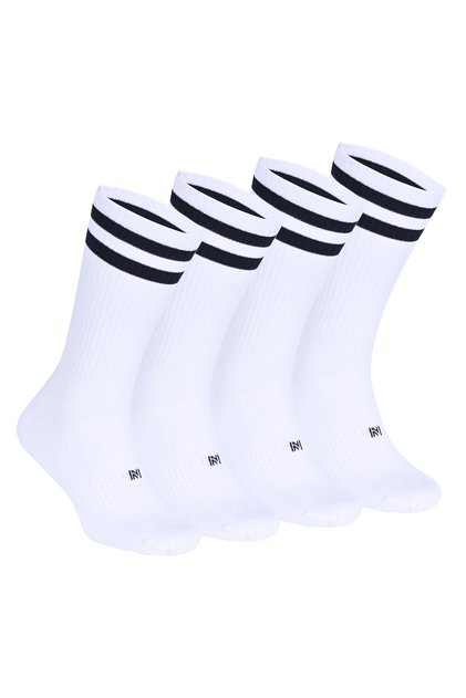 Retro N-Twist Technology Bamboo and Cotton Casual Sports Socks White 4 Pairs - Kraft Box