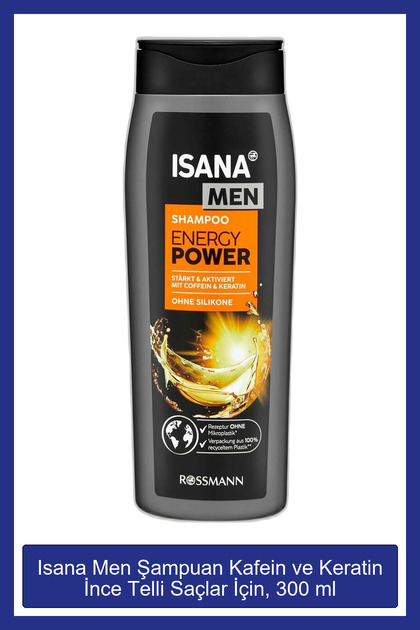 Men Shampoo Caffeine and Keratin for Fine Hair, 300 ml