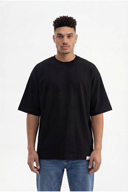 Men's Basic Cotton Super Oversize T-Shirt Black