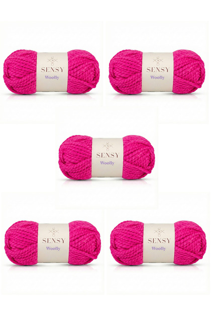 Woolly 5 Pieces Hand Knitting Yarn Scarf Beanie Hat Yarn Poncho Yarn Cardigan Yarn Knitting Yarn Fuchsia