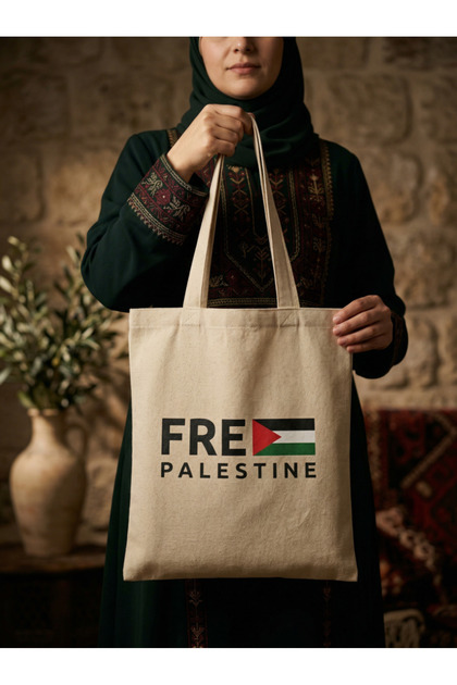 Traditional Palestinian "Free Palestine" and Flag Digital Printed Hand Hambez Bag 35*40 cm