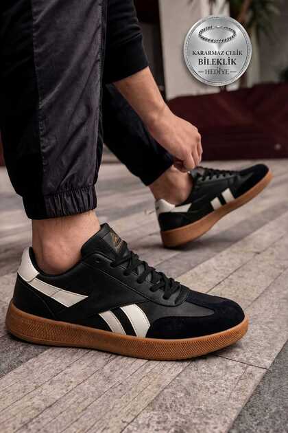 Erkek Siyah Yürüyüş Ayakkabısı Hafif Kaymaz Taban Rahat Günlük Spor Sneaker