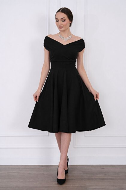 off shoulder dress history 1950s Off Shoulder Swing Dress