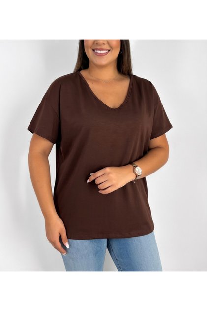 Short Sleeve T-Shirt Plus Size Brown