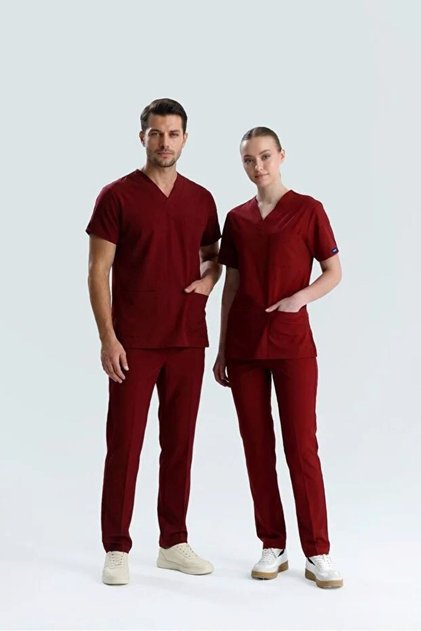 Burgundy Hospital Uniform Lycra Scrub Set (Biking Red)