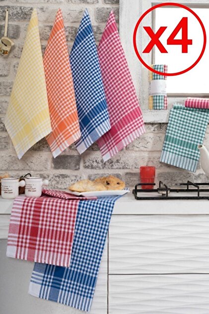 50x70cm 4-Piece Kitchen Drying Cloth with Gingham