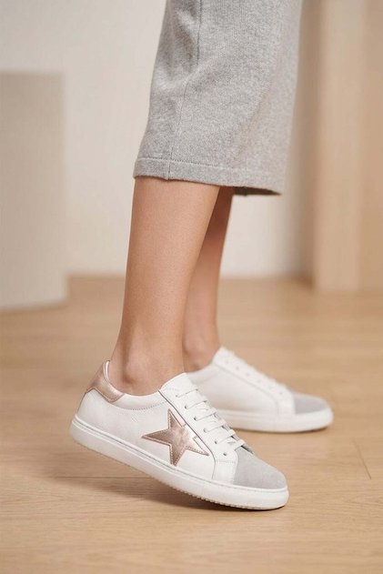 Elit Zyn928 Women's Genuine Leather Casual Shoes White - Gray