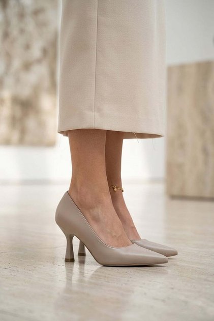 Elit Mst1184R Women's Classic Heeled Shoes Beige