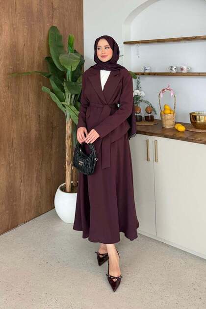 Asel Skirted Blazer Suit Plum