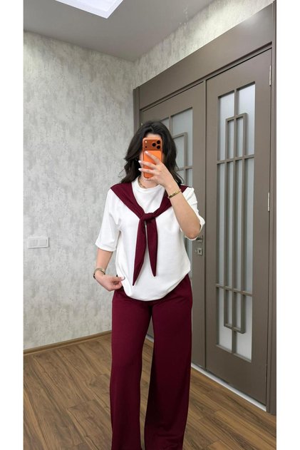 Omuzdan Bağlamalı Likralı Modal Kumaş Takım