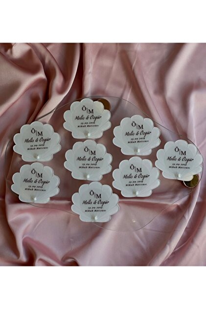 (25 adet) İstiridye Magnet -Nişan Magneti-Nikah Magneti-Hediyelik