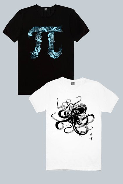 Japanese Octopus, Deep Pi 2 Men's T-Shirt Eco Pack