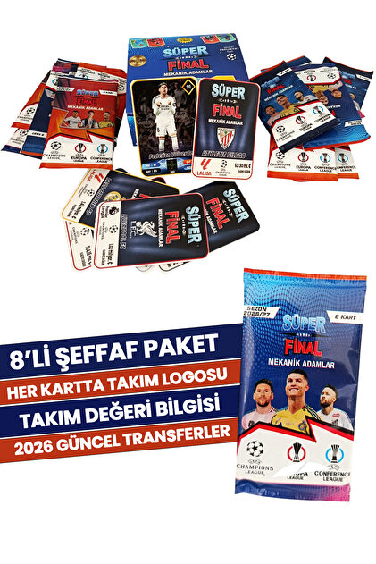 süper final 2026 Yeni Mekanik Adamlar Futbolcu Kartları 20 Paket