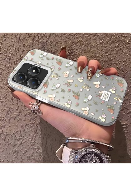 Realme C63 4G/C61 Compatible Plain Floral Case, Drop-Resistant Silicone, Stylish and Durable