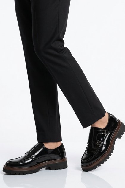 Black Patent Leather Genuine Leather Men's Casual Shoes