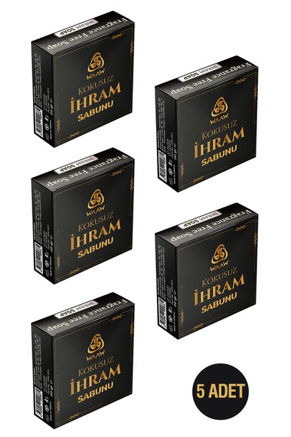 İhram Sabunu 20 Gr | Kokusuz Katı Sabun | Hac Umre İçin Parfümsüz Doğal | 5 Adet