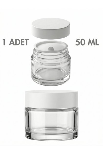 1Pc White Lid Glossy White Glass Lip Sleeping Cream Cosmetic Hand Care Travel Jar 50ml