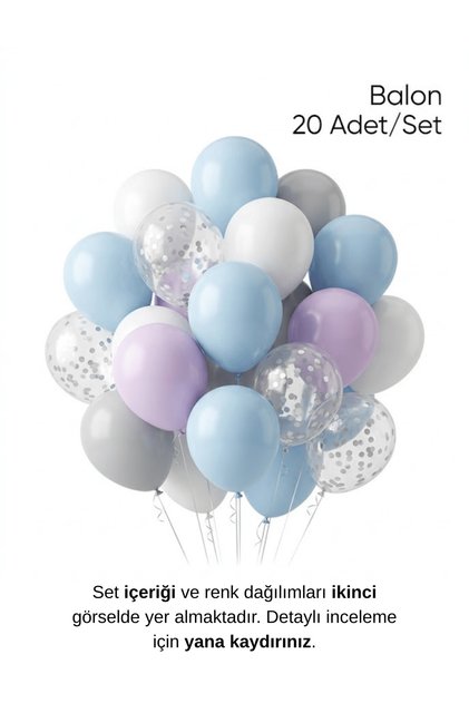Buz Mavisi Beyaz Karlar Temalı Balon Seti 21 Adet Kız Doğum Günü Parti Süsleme