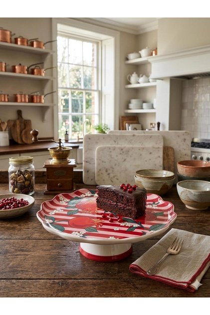 Narlı Porcelain Cake Stand-28 cm Tkebt Red
