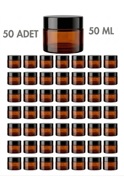 50 Pcs Black Cap Glossy Amber Glass Lip Sleeping Cream Cosmetic Hand Care Travel Jar 50 ml