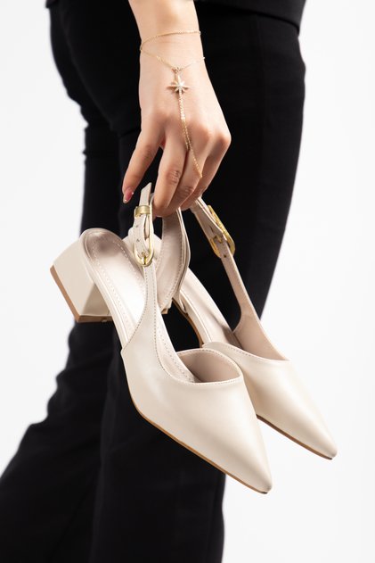 Women's Black Slingback Shoes Pointed Toe Short Heel Casual & Office