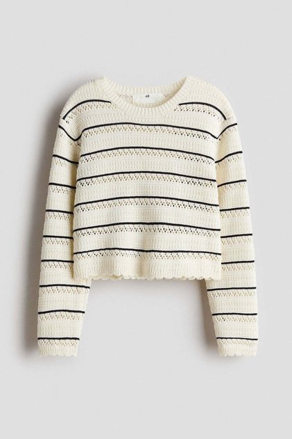 Pointelle-knit cotton jumper