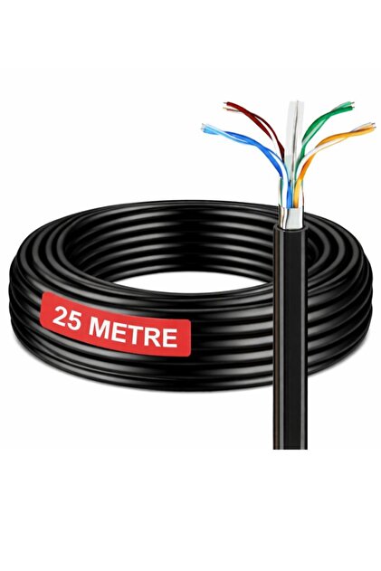 25 Metre Cat6 Kablo AWG23 Bakır Tel Double Layer iç ve Dış Mekan Ethernet internet Kablosu