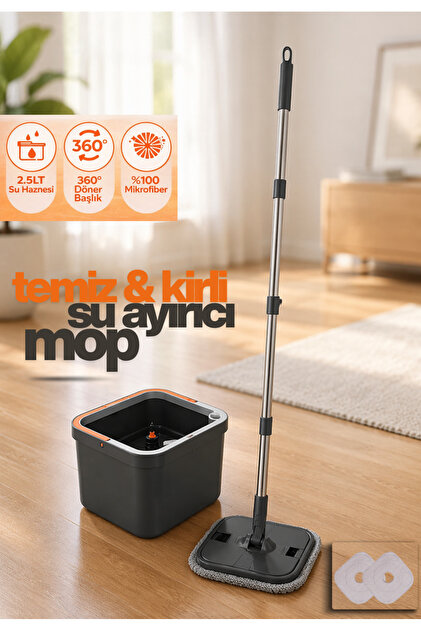 edewatt Temiz ve Kirli Suyu Ayıran Mop Seti – 360 Derece Döner