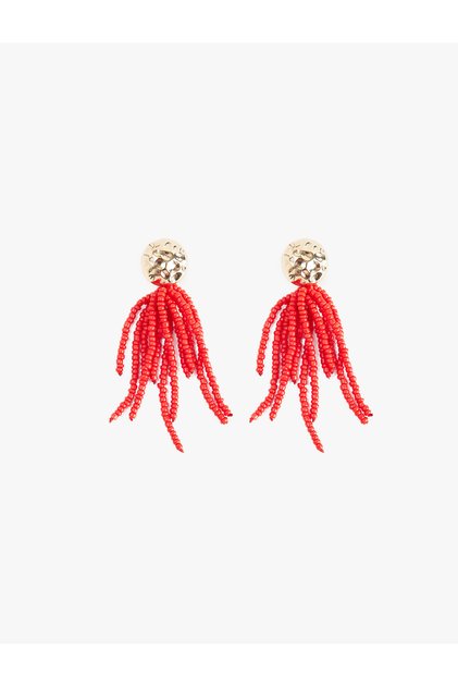 Textured Geometric Dangle Beaded Earrings