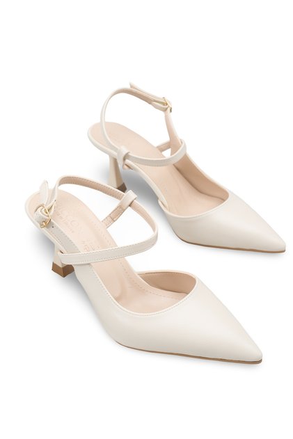 Elara Aria Women's Pointed Toe Open Back Thin Heeled Shoes 0012710 Skin Rustic