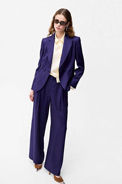 Pileli Rayon Bol Paça Pantolon