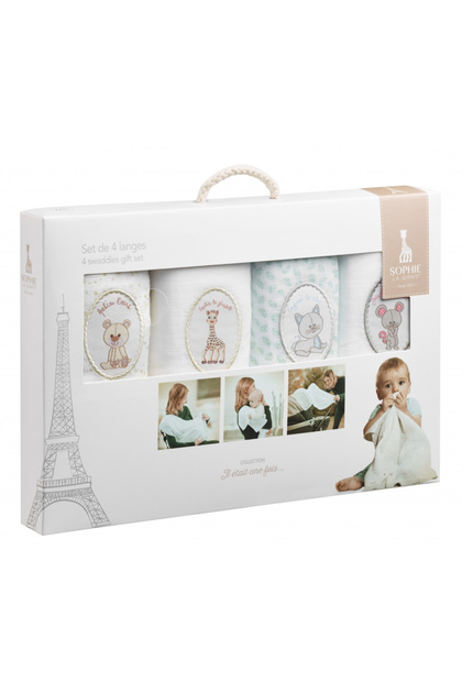 Set 4 scutece din bumbac 70x70 cm girafa sophie