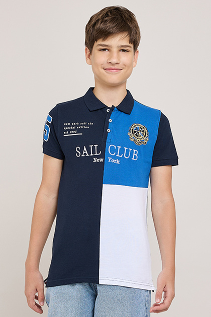 Color Block Polo T-Shirt With Short Sleeves