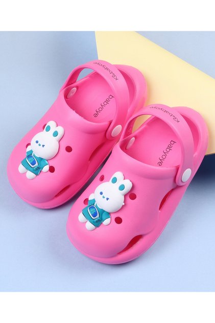 Clogs With Backstrap Closure & Bunny Applique - Pink