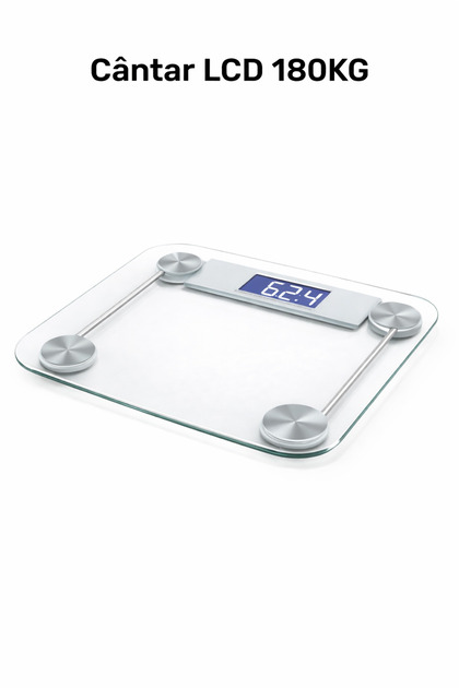 Cântar Baie Digital din Sticlă 180KG, Ecran LCD, Precizie 100g, Pornire Automată, Design Modern.