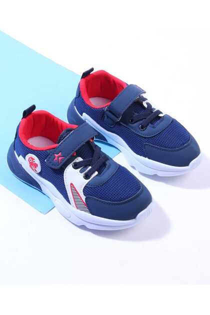 Velcro Closure Sneakers with Dino Applique - Navy Blue