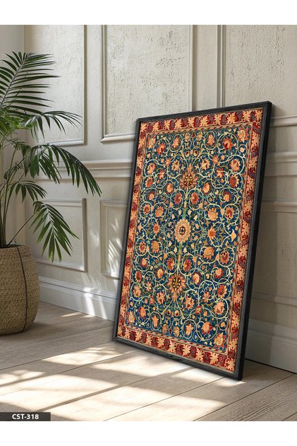 Kilim Pattern One Piece Black Wooden Framed Painting