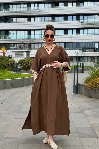 Muslin Cotton Bat Sleeve Maxi Dress
