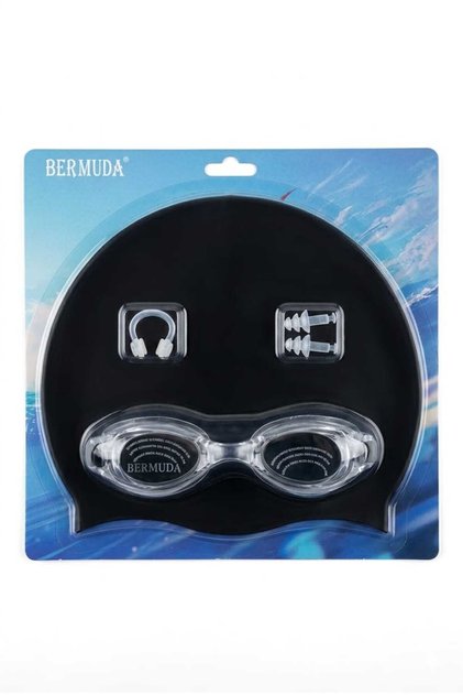 Swimmer Pool & Sea Set (Earplugs + Nose Plug + Goggles & Silicone Swimming Cap)
