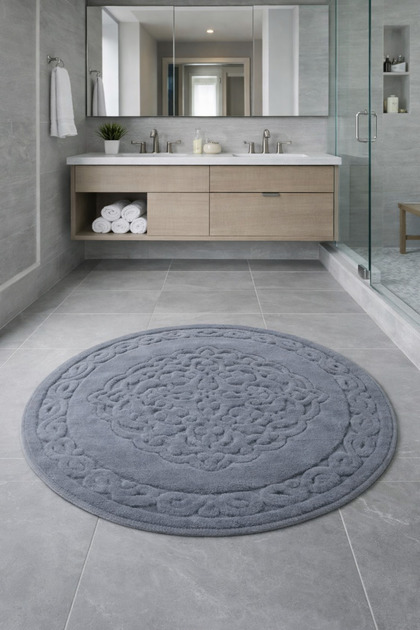 100 cm Round Washable Mat in Gray Color