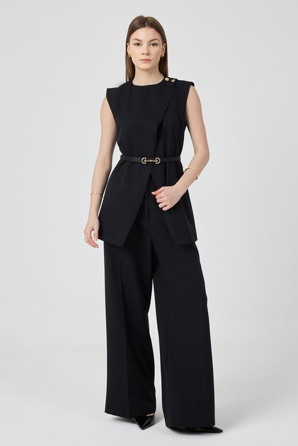 Set vestă asimetrică - Negru
