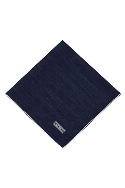 Cotton Silk Monogram Scarf 44226-Navy Blue White