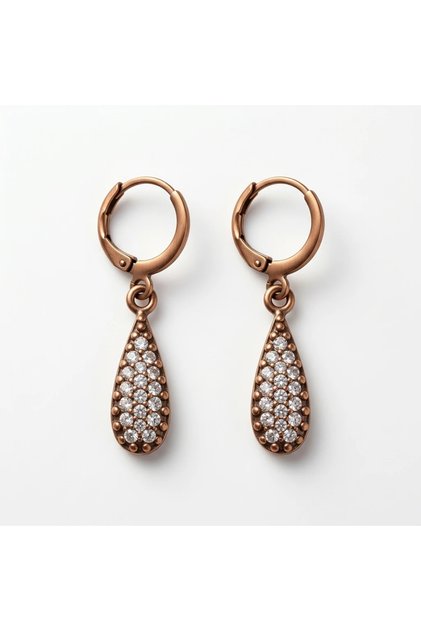Vintage Women's Bronze Earrings Authentic Jewelry Zircon Stone Inlaid Drop Model