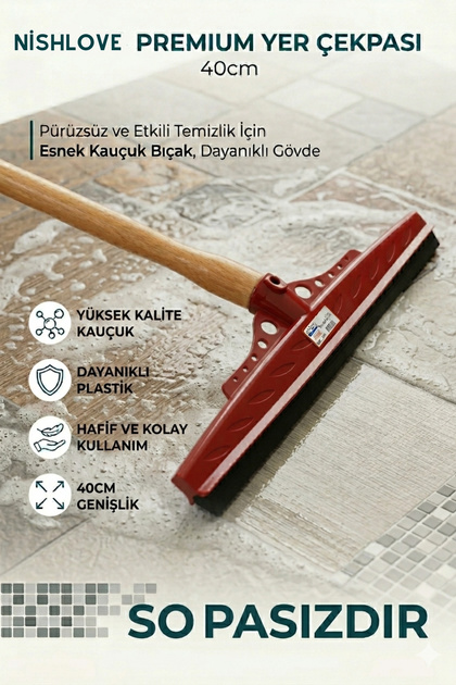 Premium Kırmızı Çekpas Çekçek Yersil Ucu 40 Cm Sağlam Kauçuk Dayanıklı Plastik (Sap Hariçtir)