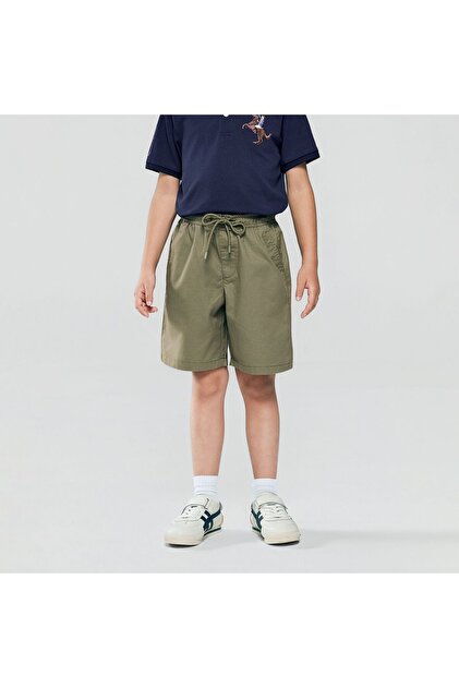 Kids’ Cotton Twill Drawstring Shorts with Elastic Waist